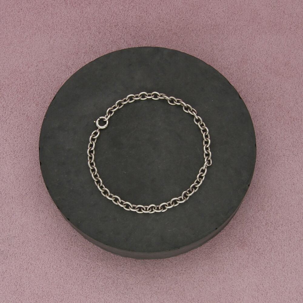 sterling silver vintage 3mm cable charm chain bracelet size 6.75in